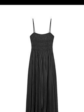 Zara Black Smocked Spaghetti-Strap Maxi Dress